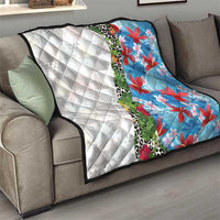 Hawaiian Tropical Flowers and Leaves Quilt on Leopard Pattern Half Style White-Blue Version - Polynesian Pride