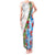 Hawaiian Tropical Flowers and Leaves Tank Maxi Dress on Leopard Pattern Half Style White-Blue Version - Polynesian Pride