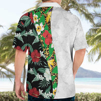 Hawaiian Tropical Flowers and Leaves Hawaiian Shirt on Leopard Pattern Half Style White-Black Version LT03 - Polynesian Pride