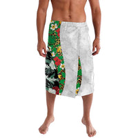 Hawaiian Tropical Flowers and Leaves Lavalava on Leopard Pattern Half Style White-Black Version - Polynesian Pride