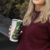 Hawaiian Tropical Flowers and Leaves Tumbler Cup on Leopard Pattern Half Style White-Black Version - Polynesian Pride