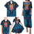 Fiji Coat of Arms Traditional Dashiki Family Matching Puletasi and Hawaiian Shirt Tapa Art and Palm Leaves Pattern Dark Navy Color - Polynesian Pride