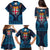 Fiji Coat of Arms Traditional Dashiki Family Matching Puletasi and Hawaiian Shirt Tapa Art and Palm Leaves Pattern Dark Navy Color - Polynesian Pride