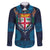 Fiji Coat of Arms Traditional Dashiki Family Matching Puletasi and Hawaiian Shirt Tapa Art and Palm Leaves Pattern Dark Navy Color - Polynesian Pride
