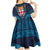 Fiji Coat of Arms Traditional Dashiki Kid Short Sleeve Dress Tapa Art and Palm Leaves Pattern Dark Navy Color - Polynesian Pride