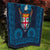 Fiji Coat of Arms Traditional Dashiki Quilt Tapa Art and Palm Leaves Pattern Dark Navy Color - Polynesian Pride