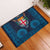 Fiji Coat of Arms Traditional Dashiki Rubber Doormat Tapa Art and Palm Leaves Pattern Dark Navy Color - Polynesian Pride
