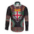 Fiji Coat of Arms Traditional Dashiki Long Sleeve Button Shirt Tapa Art and Palm Leaves Pattern Black Color - Polynesian Pride