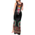 Fiji Coat of Arms Traditional Dashiki Tank Maxi Dress Tapa Art and Palm Leaves Pattern Black Color - Polynesian Pride