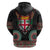Fiji Coat of Arms Traditional Dashiki Zip Hoodie Tapa Art and Palm Leaves Pattern Black Color - Polynesian Pride