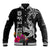 Polynesian Fiji Baseball Jacket Shark and Hibiscus Tapa Pattern Version LT03 Unisex White - Polynesian Pride