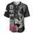 Polynesian Fiji Baseball Jersey Shark and Hibiscus Tapa Pattern Version LT03 White - Polynesian Pride