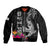 Polynesian Fiji Bomber Jacket Shark and Hibiscus Tapa Pattern Version LT03 Unisex White - Polynesian Pride