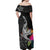 Polynesian Fiji Off Shoulder Maxi Dress Shark and Hibiscus Tapa Pattern Version LT03 - Polynesian Pride