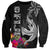 Polynesian Fiji Sweatshirt Shark and Hibiscus Tapa Pattern Version LT03 Unisex White - Polynesian Pride
