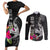 Custom Polynesian Fiji Couples Matching Short Sleeve Bodycon Dress and Long Sleeve Button Shirts Shark and Hibiscus Tapa Pattern Version LT03 White - Polynesian Pride