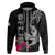 Custom Polynesian Fiji Hoodie Shark and Hibiscus Tapa Pattern Version LT03 Zip Hoodie White - Polynesian Pride