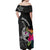 Custom Polynesian Fiji Off Shoulder Maxi Dress Shark and Hibiscus Tapa Pattern Version LT03 - Polynesian Pride