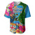 Malampa Fiji Day Baseball Jersey Tropical Plants Mix Polynesian and Tapa Pattern LT03 Blue - Polynesian Pride