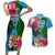 Malampa Fiji Day Couples Matching Short Sleeve Bodycon Dress and Hawaiian Shirt Tropical Plants Mix Polynesian and Tapa Pattern LT03 Blue - Polynesian Pride