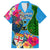 Malampa Fiji Day Family Matching Long Sleeve Bodycon Dress and Hawaiian Shirt Tropical Plants Mix Polynesian and Tapa Pattern LT03 Dad's Shirt - Short Sleeve Blue - Polynesian Pride