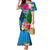 Malampa Fiji Day Family Matching Mermaid Dress and Hawaiian Shirt Tropical Plants Mix Polynesian and Tapa Pattern LT03 Mom's Dress Blue - Polynesian Pride