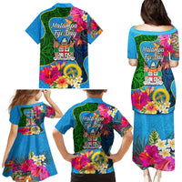 Malampa Fiji Day Family Matching Puletasi Dress and Hawaiian Shirt Tropical Plants Mix Polynesian and Tapa Pattern LT03 - Polynesian Pride