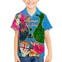 Malampa Fiji Day Kid Hawaiian Shirt Tropical Plants Mix Polynesian and Tapa Pattern LT03 - Polynesian Pride
