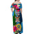 Malampa Fiji Day Off Shoulder Maxi Dress Tropical Plants Mix Polynesian and Tapa Pattern LT03 - Polynesian Pride