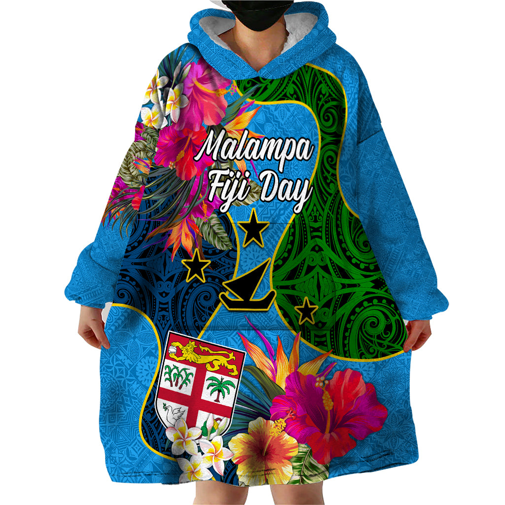 Malampa Fiji Day Wearable Blanket Hoodie Tropical Plants Mix Polynesian and Tapa Pattern LT03 - Polynesian Pride