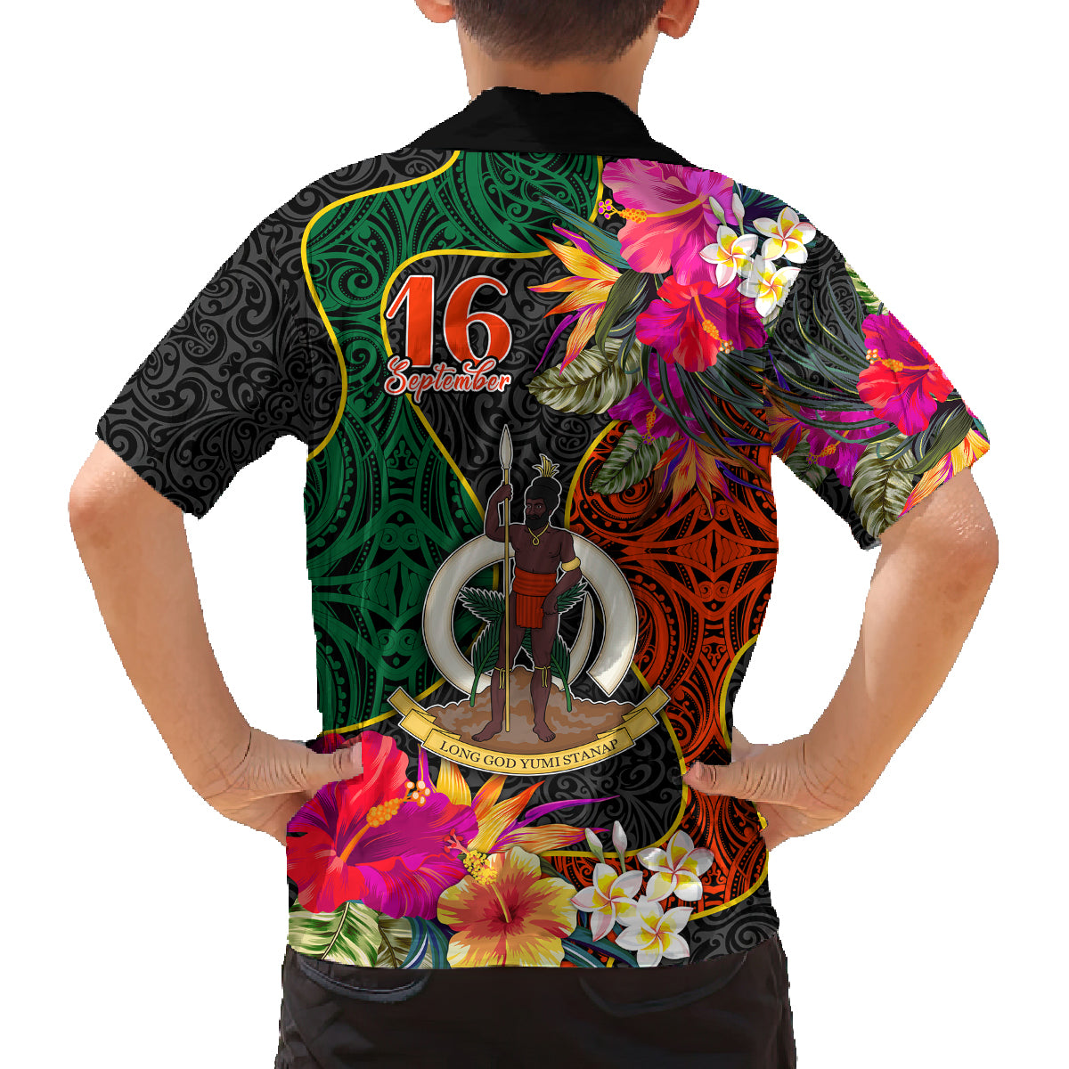 Penama Day Family Matching Off Shoulder Long Sleeve Dress and Hawaiian Shirt 16th September Polynesian Pattern with Pacific Flower LT03 - Polynesian Pride