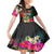 Penama Day Family Matching Off Shoulder Short Dress and Hawaiian Shirt 16th September Polynesian Pattern with Pacific Flower LT03 Daughter's Dress Black - Polynesian Pride