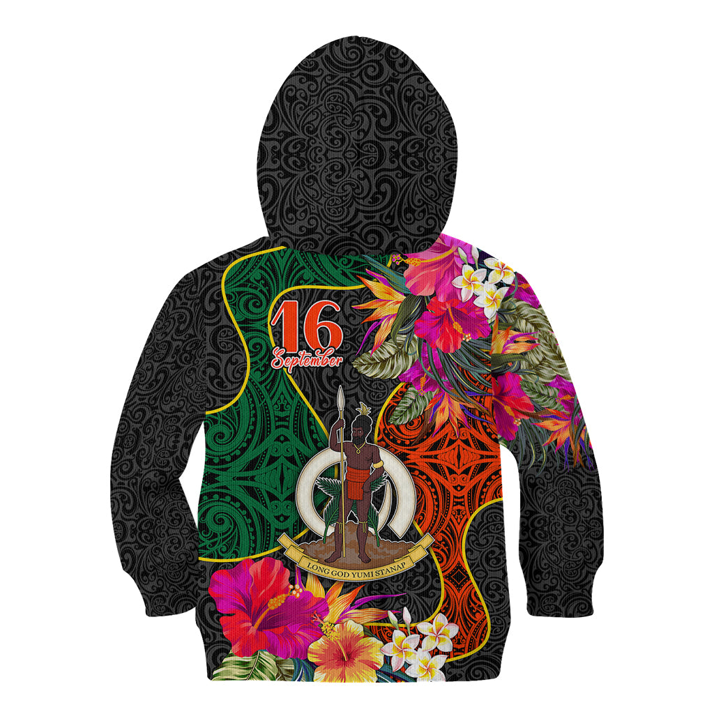 Penama Day Kid Hoodie 16th September Polynesian Pattern with Pacific Flower LT03 - Polynesian Pride