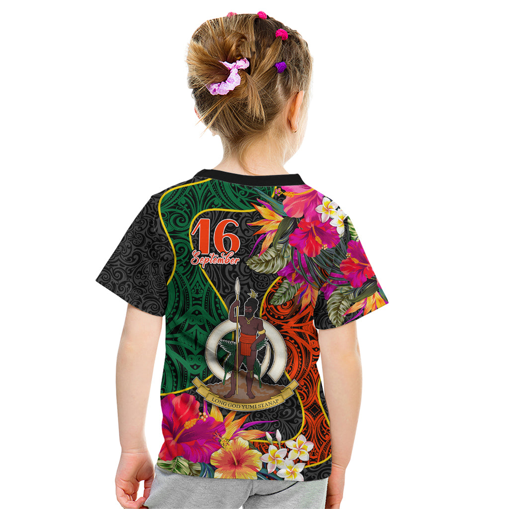 Penama Day Kid T Shirt 16th September Polynesian Pattern with Pacific Flower LT03 - Polynesian Pride