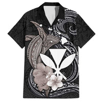 Hawaiian Whale and Kanaka Maoli Symbol Family Matching Tank Maxi Dress and Hawaiian Shirt Hibiscus with Hawaii Map and Polynesian Tattoo Grayscale Color