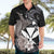 Hawaiian Whale and Kanaka Maoli Symbol Hawaiian Shirt Hibiscus with Hawaii Map and Polynesian Tattoo Grayscale Color