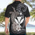 Hawaiian Whale and Kanaka Maoli Symbol Hawaiian Shirt Hibiscus with Hawaii Map and Polynesian Tattoo Grayscale Color