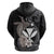 Hawaiian Whale and Kanaka Maoli Symbol Hoodie Hibiscus with Hawaii Map and Polynesian Tattoo Grayscale Color