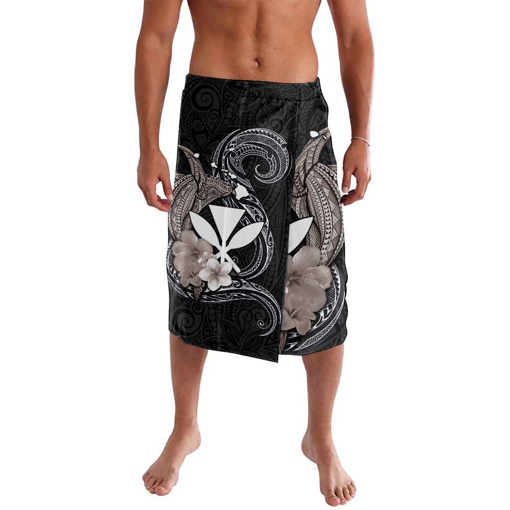 Hawaiian Whale and Kanaka Maoli Symbol Lavalava Hibiscus with Hawaii Map and Polynesian Tattoo Grayscale Color