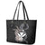 Hawaiian Whale and Kanaka Maoli Symbol Leather Tote Bag Hibiscus with Hawaii Map and Polynesian Tattoo Grayscale Color