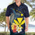 Hawaiian Whale and Kanaka Maoli Symbol Hawaiian Shirt Hibiscus with Hawaii Map and Polynesian Tattoo Deep Sea Color