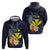 Hawaiian Whale and Kanaka Maoli Symbol Hoodie Hibiscus with Hawaii Map and Polynesian Tattoo Deep Sea Color