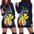 Hawaiian Whale and Kanaka Maoli Symbol Hoodie Dress Hibiscus with Hawaii Map and Polynesian Tattoo Deep Sea Color