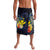 Hawaiian Whale and Kanaka Maoli Symbol Lavalava Hibiscus with Hawaii Map and Polynesian Tattoo Deep Sea Color