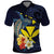 Hawaiian Whale and Kanaka Maoli Symbol Polo Shirt Hibiscus with Hawaii Map and Polynesian Tattoo Deep Sea Color