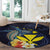 Hawaiian Whale and Kanaka Maoli Symbol Round Carpet Hibiscus with Hawaii Map and Polynesian Tattoo Deep Sea Color