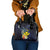 Hawaiian Whale and Kanaka Maoli Symbol Shoulder Handbag Hibiscus with Hawaii Map and Polynesian Tattoo Deep Sea Color