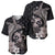 Hawaiian Whale and Volcanic Eruption Baseball Jersey Hibiscus and Kakau Pattern Grayscale Color