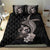 Hawaiian Whale and Volcanic Eruption Bedding Set Hibiscus and Kakau Pattern Grayscale Color