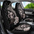 Hawaiian Whale and Volcanic Eruption Car Seat Cover Hibiscus and Kakau Pattern Grayscale Color